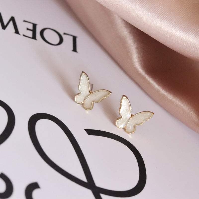 Simple White Butterfly Womens Earrings