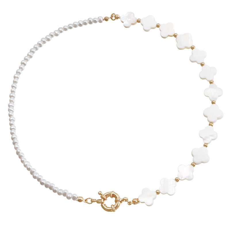 Shell Heart Pearl Necklace Choke Pearl Necklace