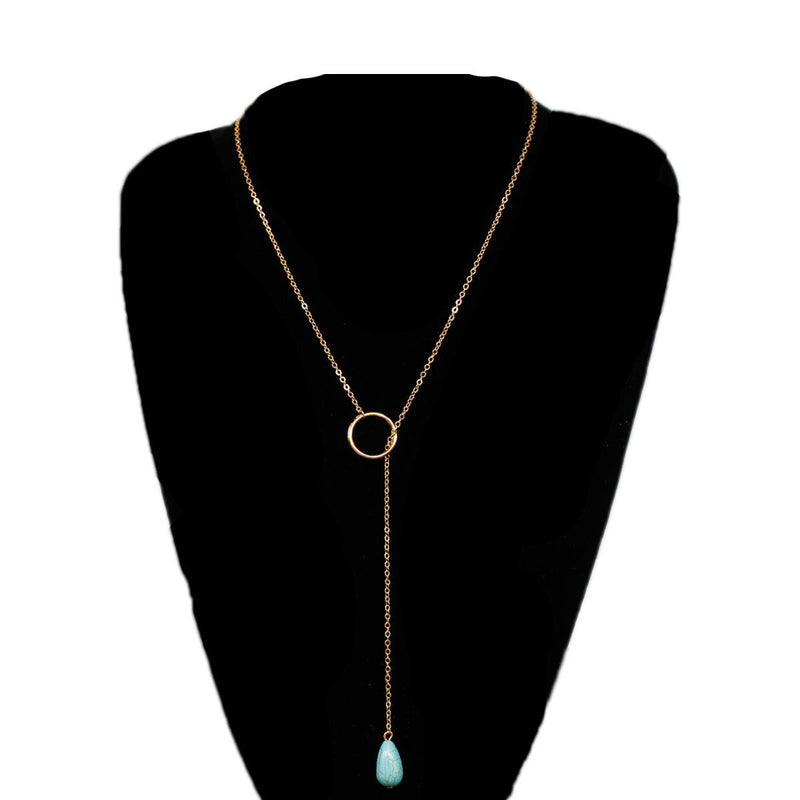Turquoise Circle Ring Necklace
