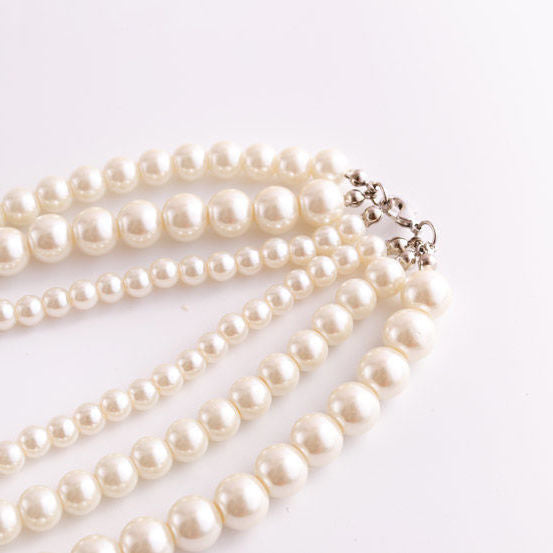 Vintage Luxury Beaded Necklaces Stack Imitation Pearl