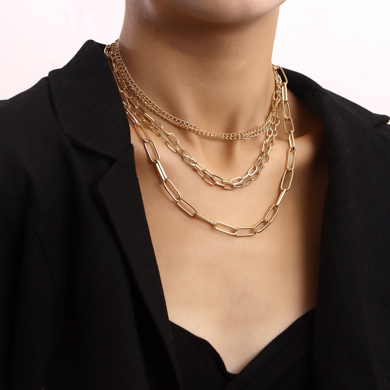 Vintage Punk Layered Metal Chain Necklace