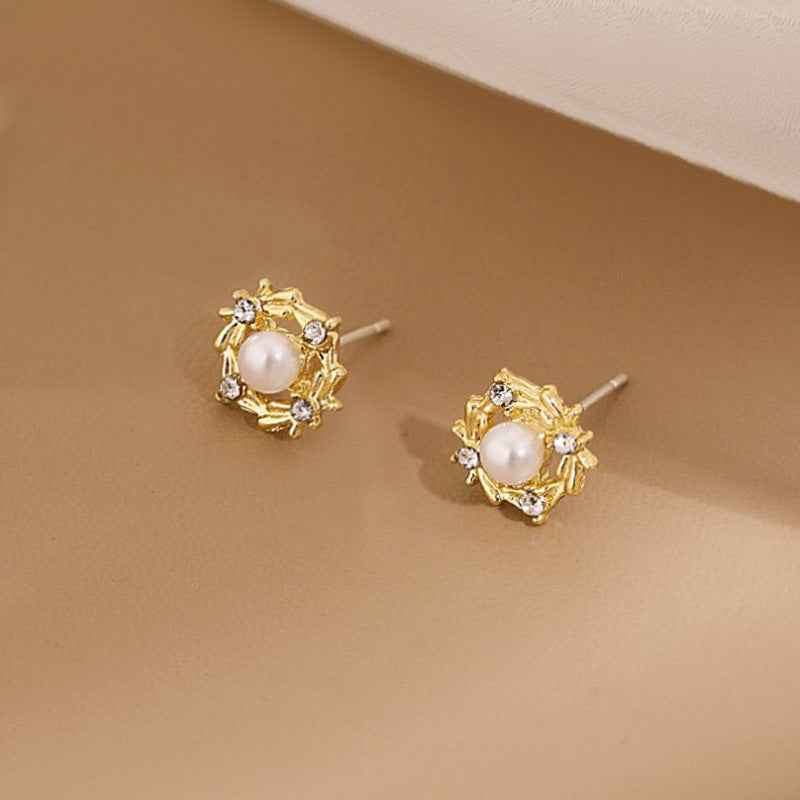 Pearl Flower Stud Earrings