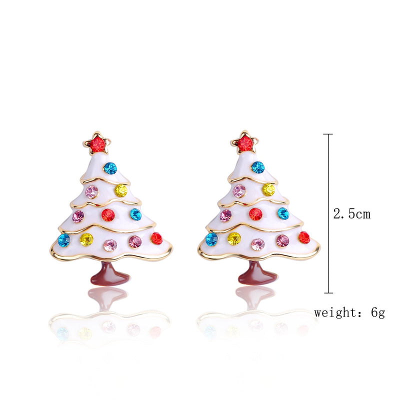 Colorful Rhinestone Christmas Tree Earrings