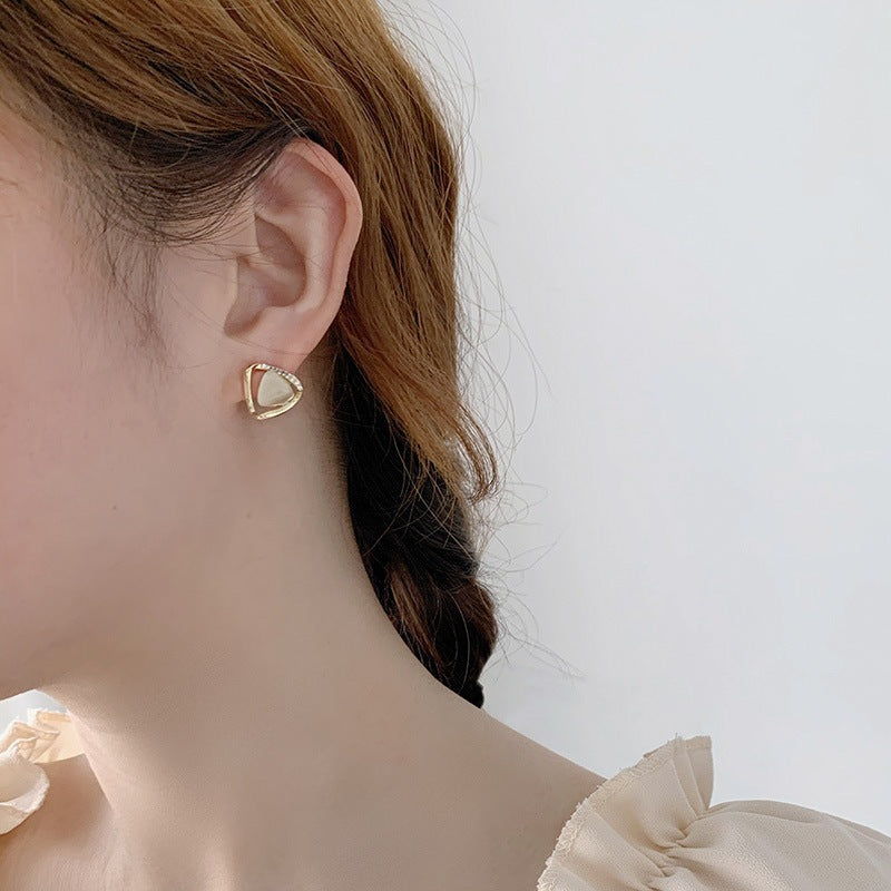 Geometric Triangular Opal Stud Earrings