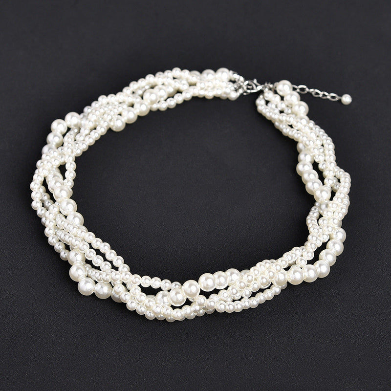 Multi Layer Baroque Necklace Pearl Collarbone Chain
