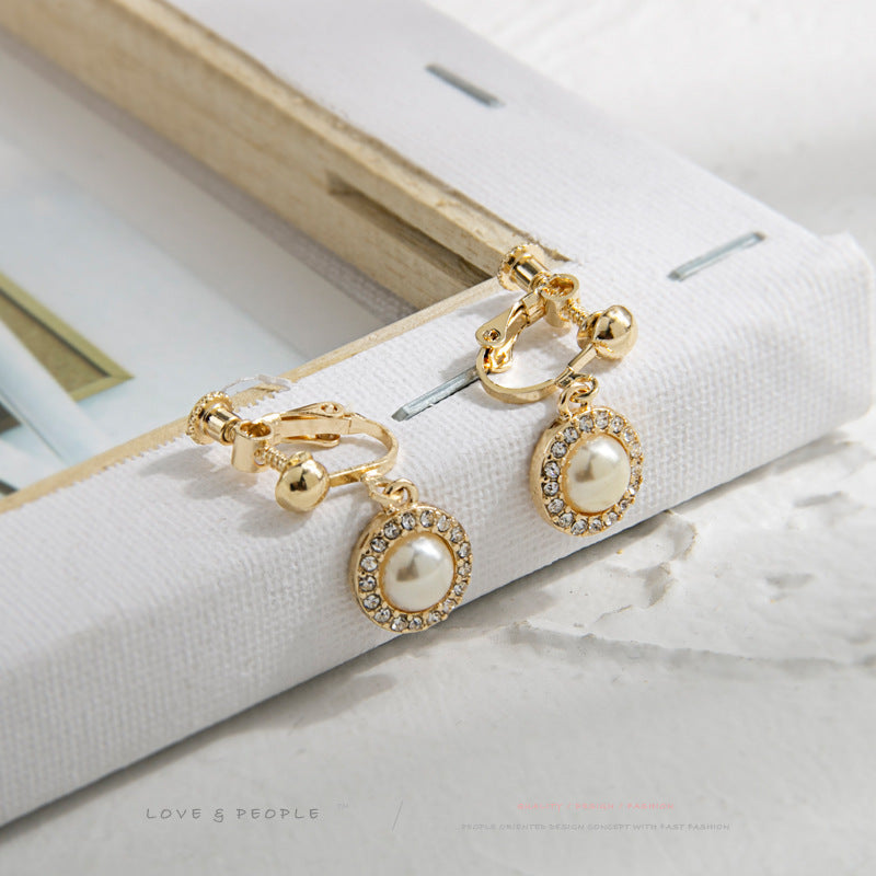 Retro Long Rhinestone Earrings Pearl