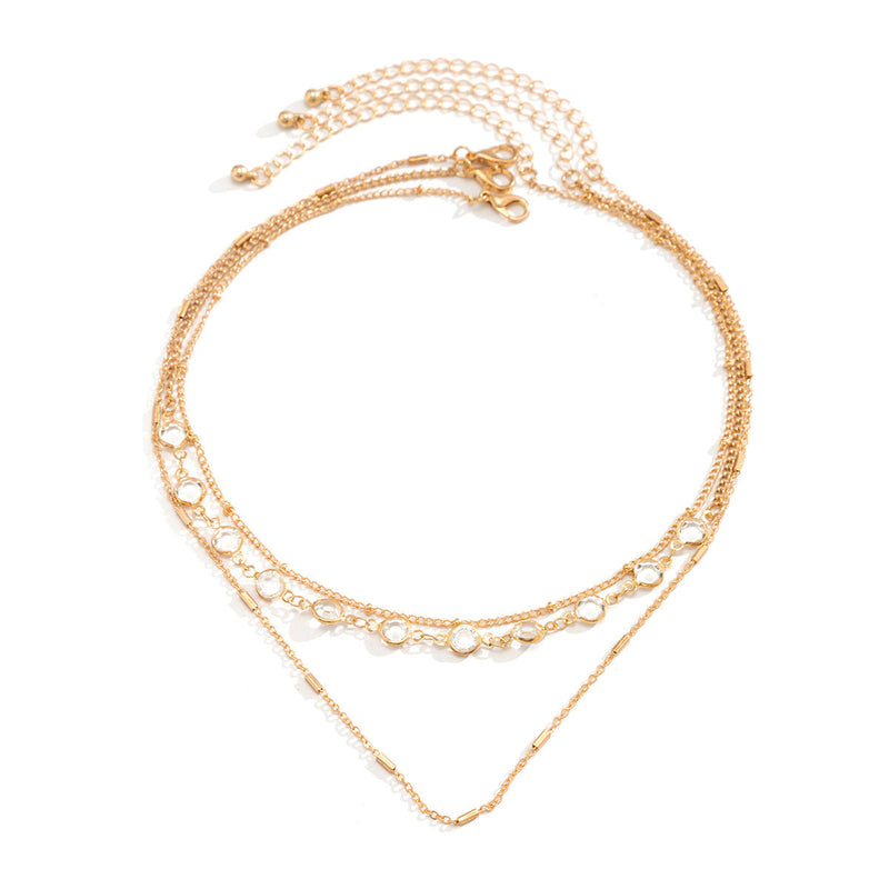 Crystal Layer Paperclip Chain Necklaces