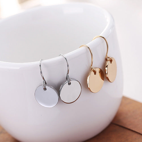 Mental Round Disc Coins Pendant Earring