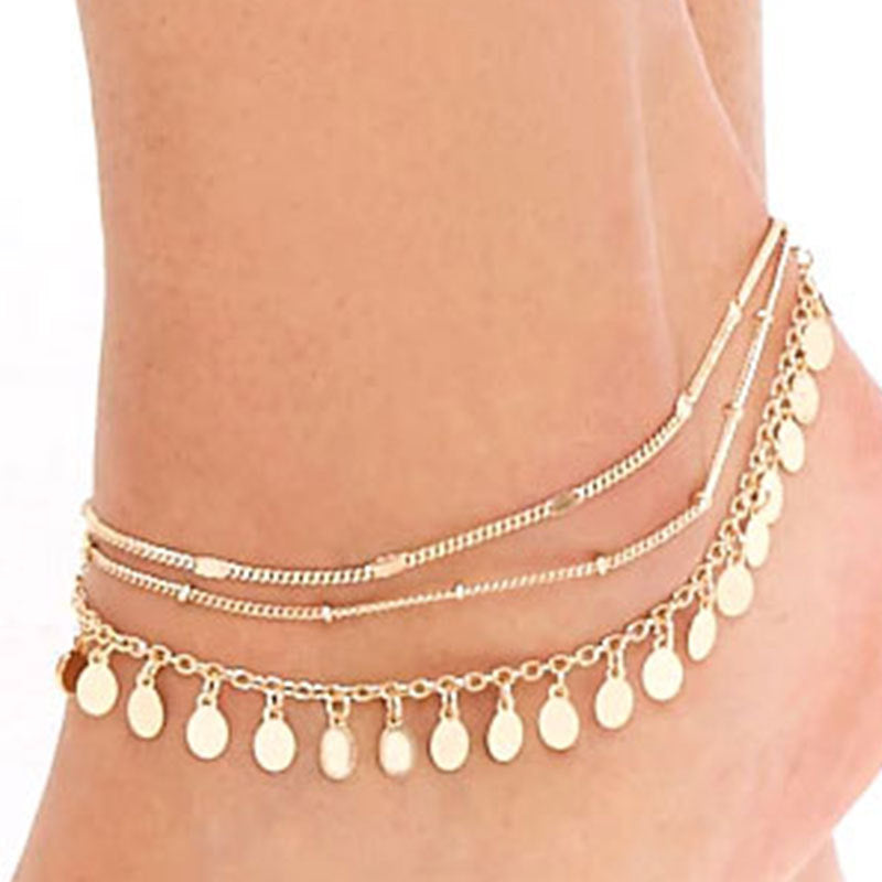 Disc Tassel Bling Anklets Chain for Women