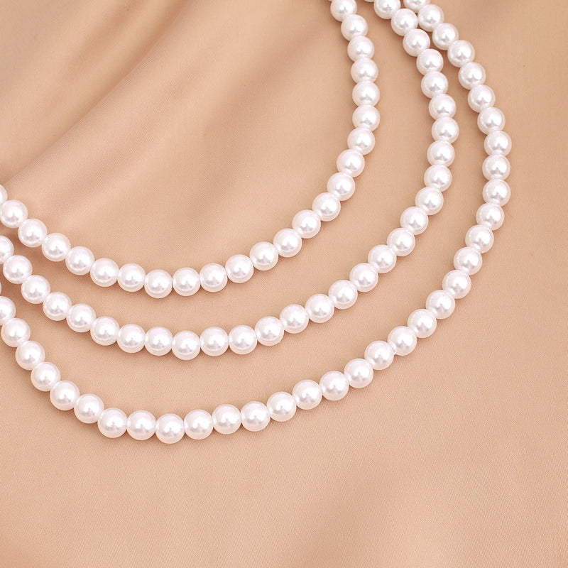 Layer Long Round Pearl Chain Pearl Necklace