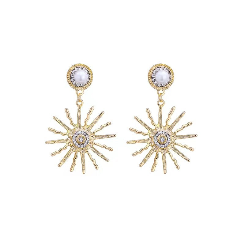 Pearl Sunflower Earrings