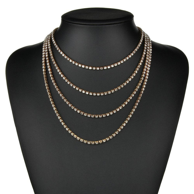 Layer Stone Tennis Chain Necklace