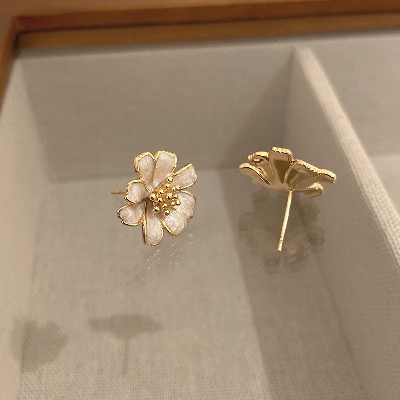 Enamel Petal Flower Earrings