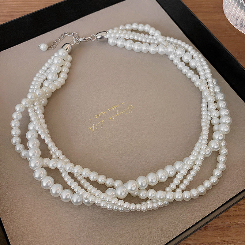 Multi-layer Pearl Necklace for Women Collar Chain Bridals Jewelry