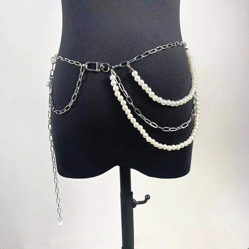 Sexy Waist Chain Imitation Pearl Multi-Layer Beaded Chain Belt
