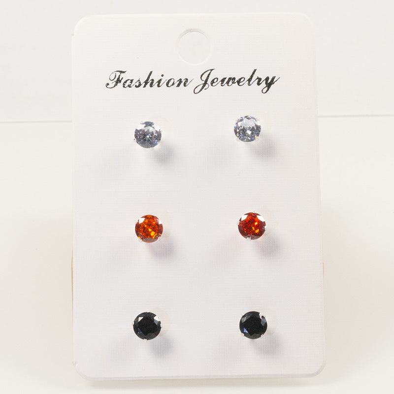 Zircon stud earrings set