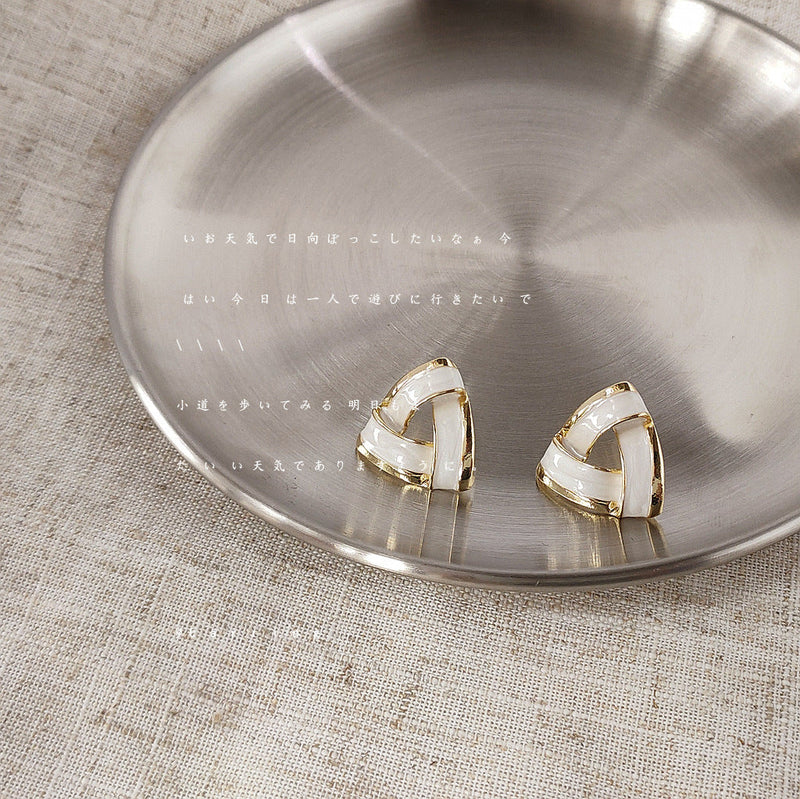 Enamel Geometric Triangle Stud Earrings