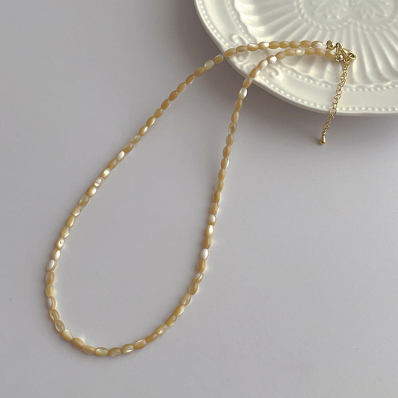 Handmade Oval Shell Bead Necklace