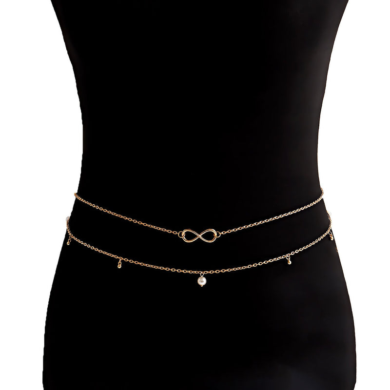 Sexy Double Layers Bikini Body Chain Beach Pearl Belly Chain
