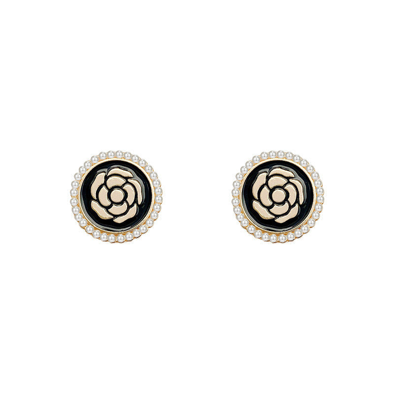 Pearl Rose Flower Earrings for Women