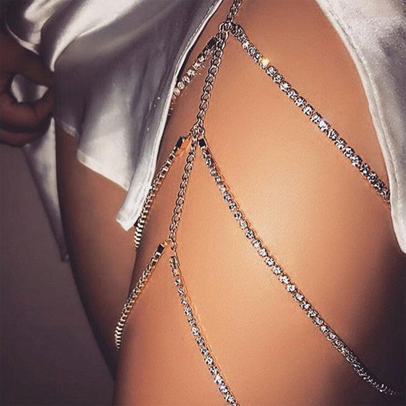 Beach Sexy Multilayer Crystal Leg Chain