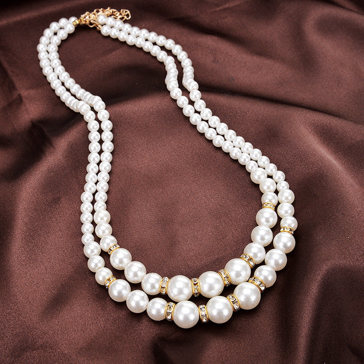 Multi-Layer Pearl Statement Bridal Choker Necklace
