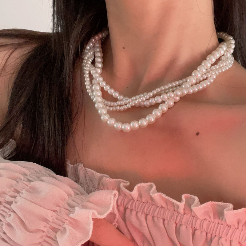 Pearls Jewelry Multilayer Pearl Necklace for Women