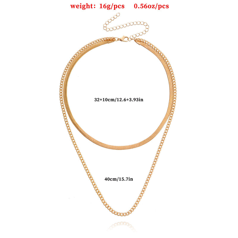 Herringbone Rope Twist Double Chain Layered Necklace