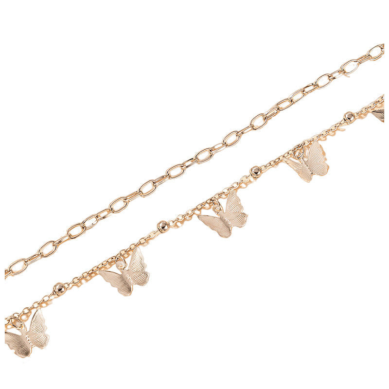 Double-layer Butterfly Pendant Anklet Jewelry