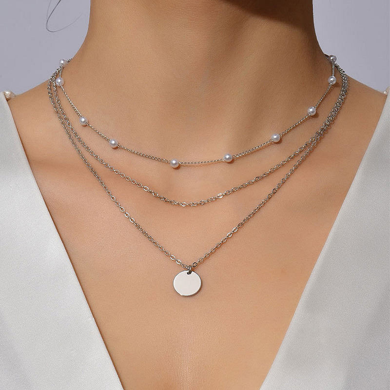 Multi Layer Pearl Chain Necklace