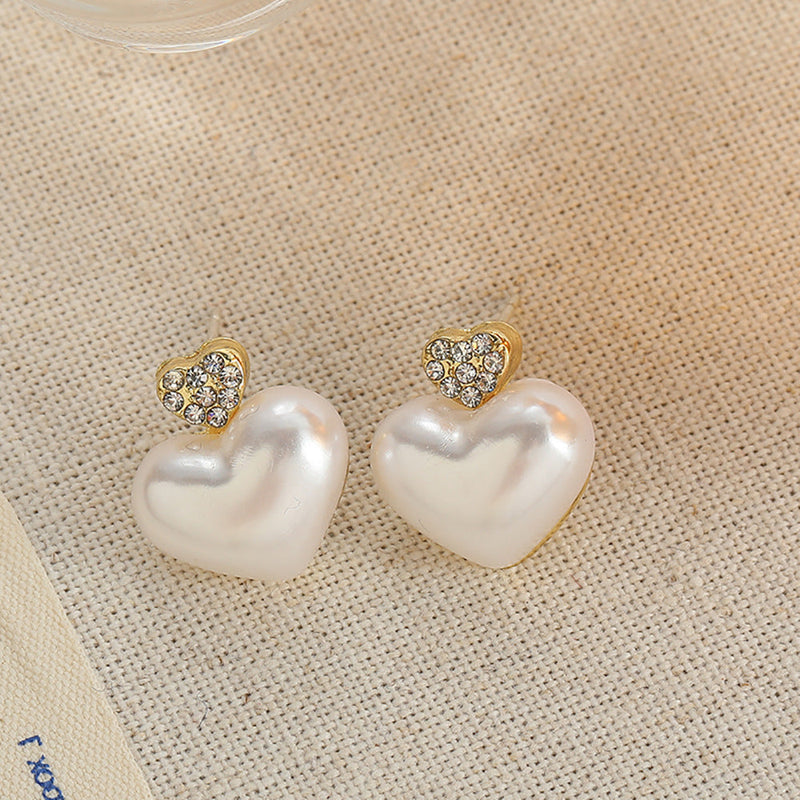 Peach Heart Pearl Earrings