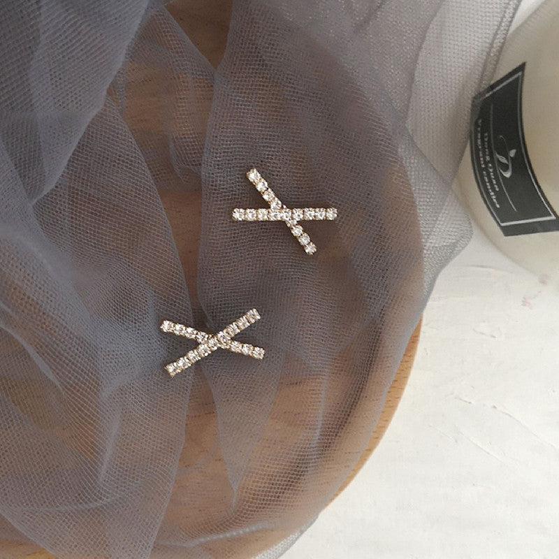 Rhinestone initial X Earring