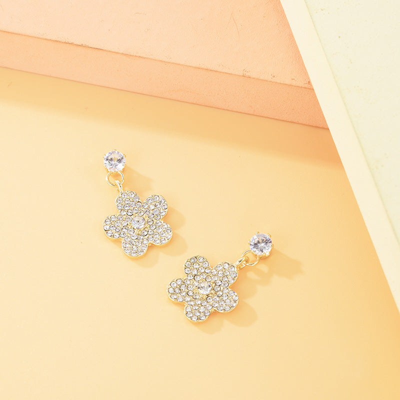Full Rhinestone Flower Earring