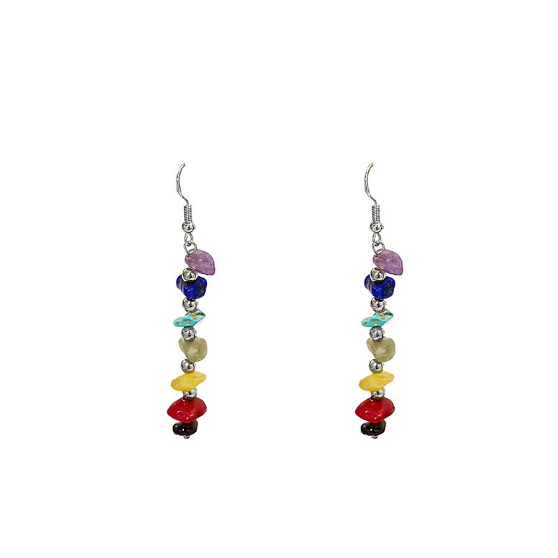 Colorful Irregular Natural Stone Earring