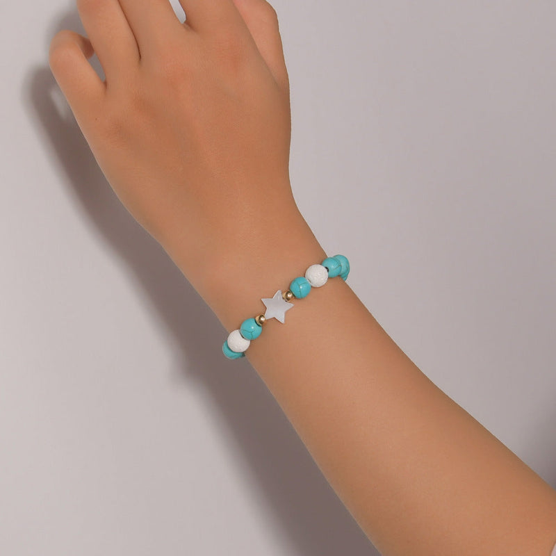 Turquoise Beaded Shell Star Bracelet