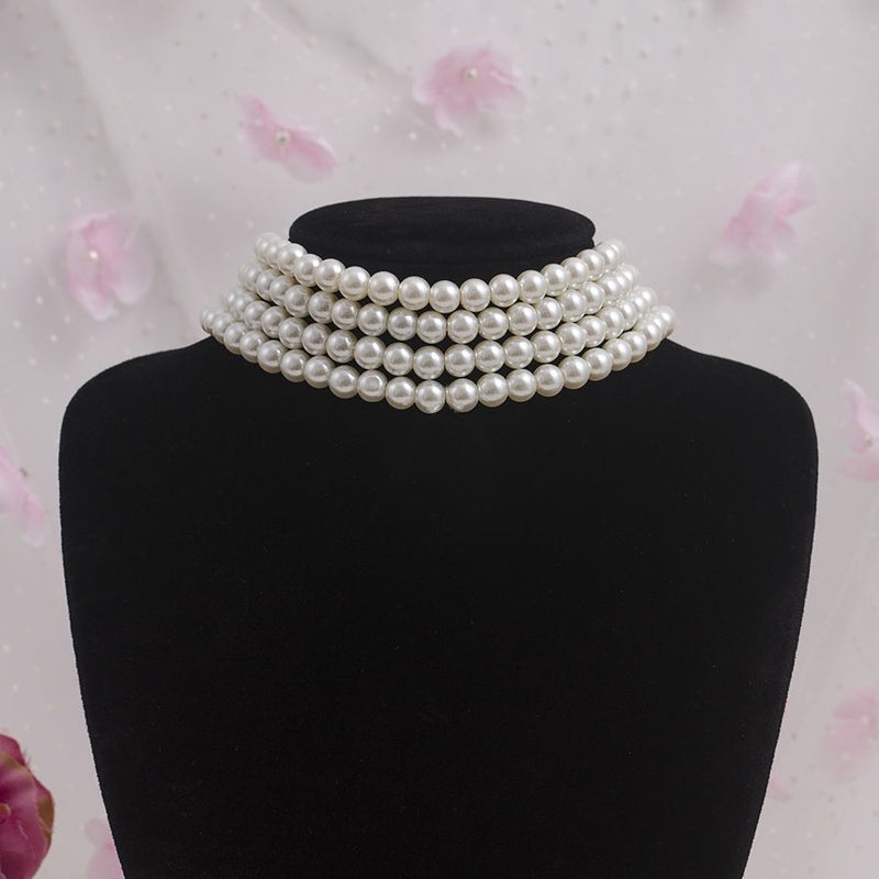Multi-Layer Necklace Pearl Beaded Choker