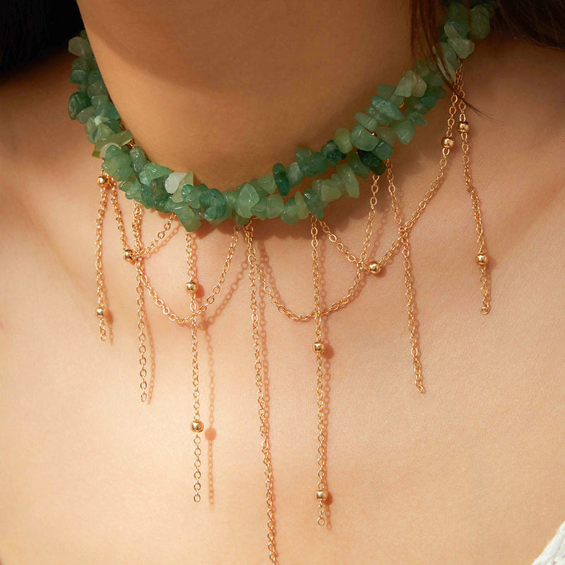Bohemian Style Natural Macadamia Tassel Clavicle Necklace