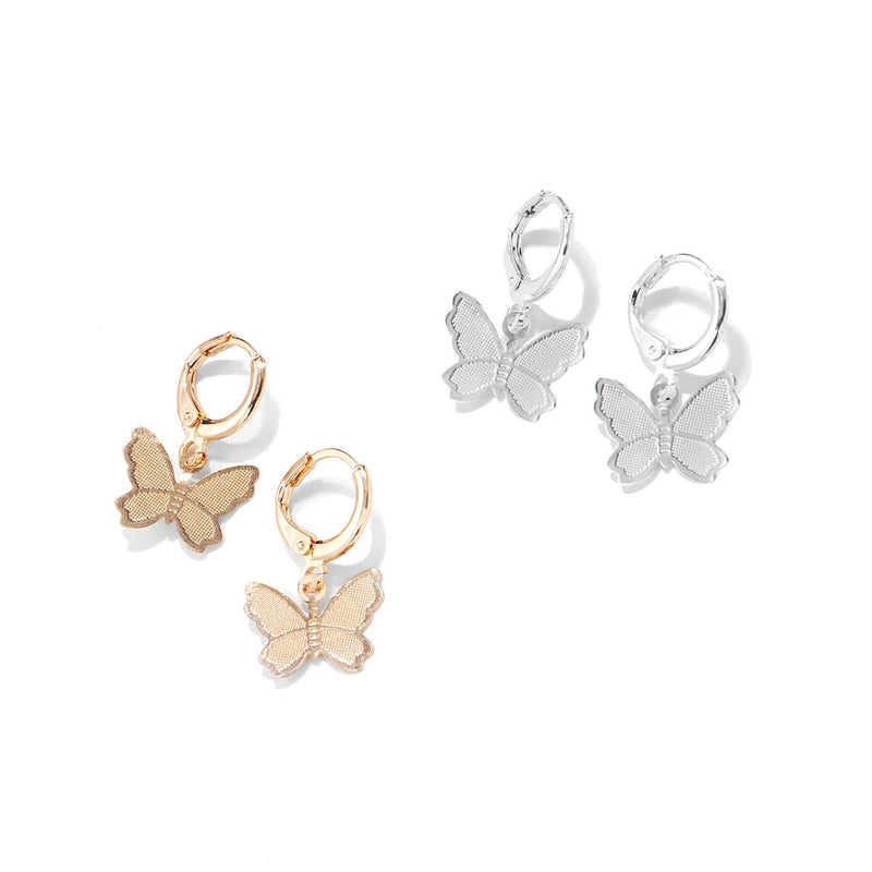 butterfly Drop Dangle Pendant Huggie Earings