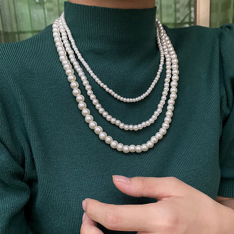 Elegant Multi-Layer Pearl Beaded Necklace