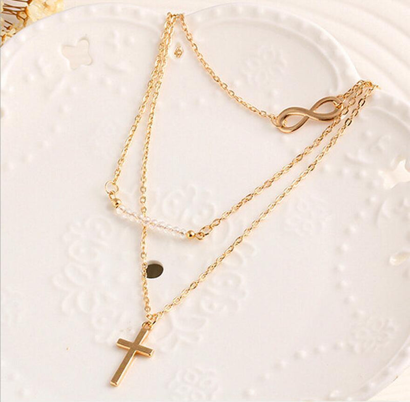 Vintage Choker Multilayer Gold Chain Bead Necklace