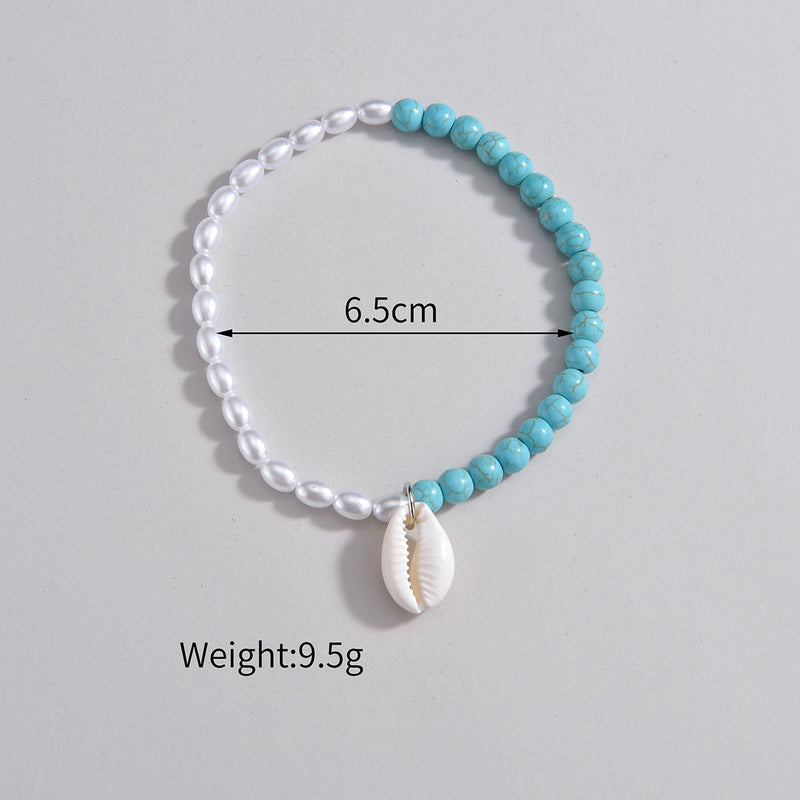 Multi-layer Anklet Pearl Round turquoise Bead Anklet Jewelry