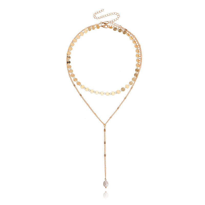 Disc Double Layer Chain Necklace