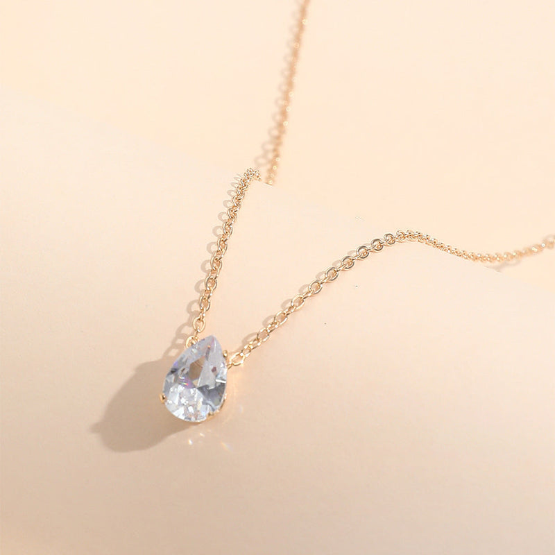 Waterdrop Zirconia Pendant Necklace