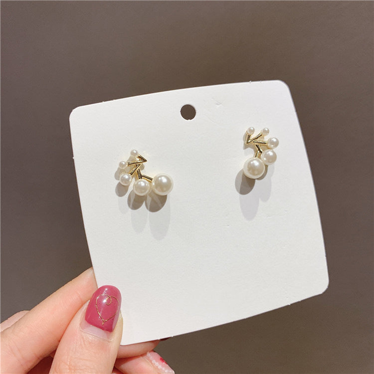 ong Drop Earrings White Pearl Branch Earrings for Women