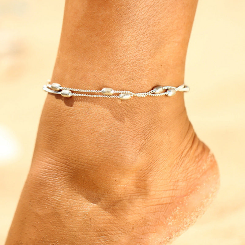 Double Twist Chain Beads foot Bracelets