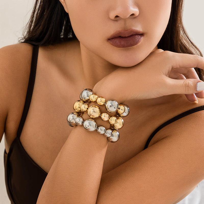 Women CCB Beads Imitation Pearl Collar Choker Necklace