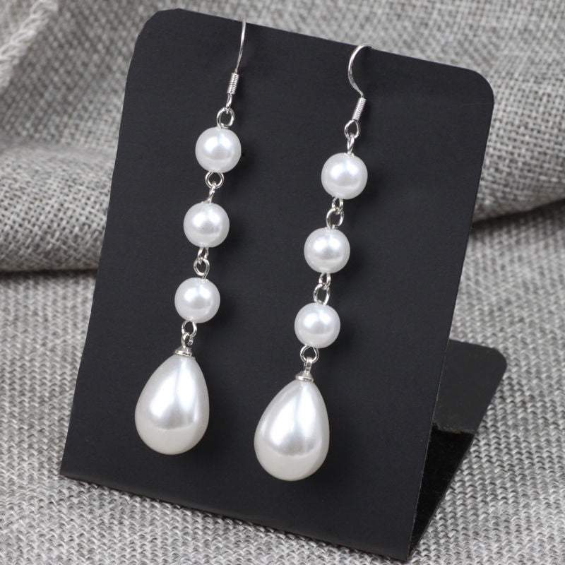 Elegant Women Long Tassel Pearl Earrings