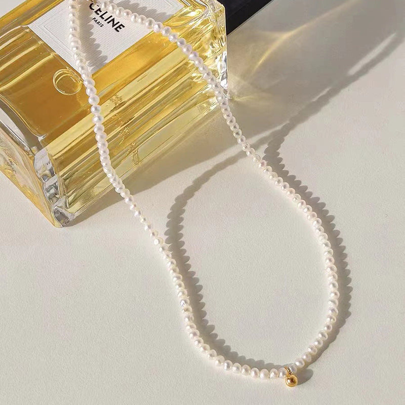 Simple Pearl Chain Choker Necklace for Women