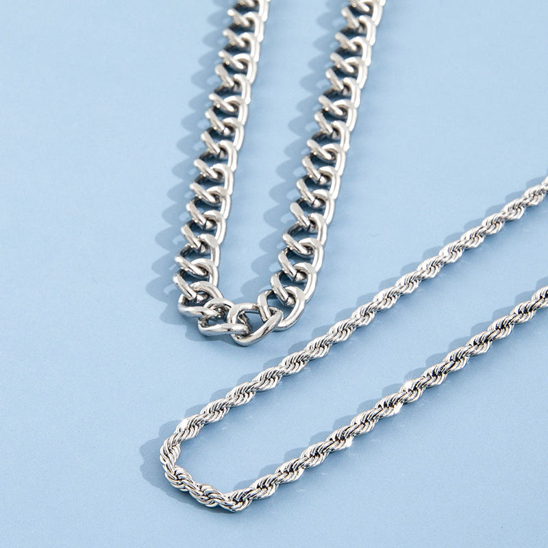 Men Hip Hop Jewelry Multi Double 2 Layers Chain Necklace