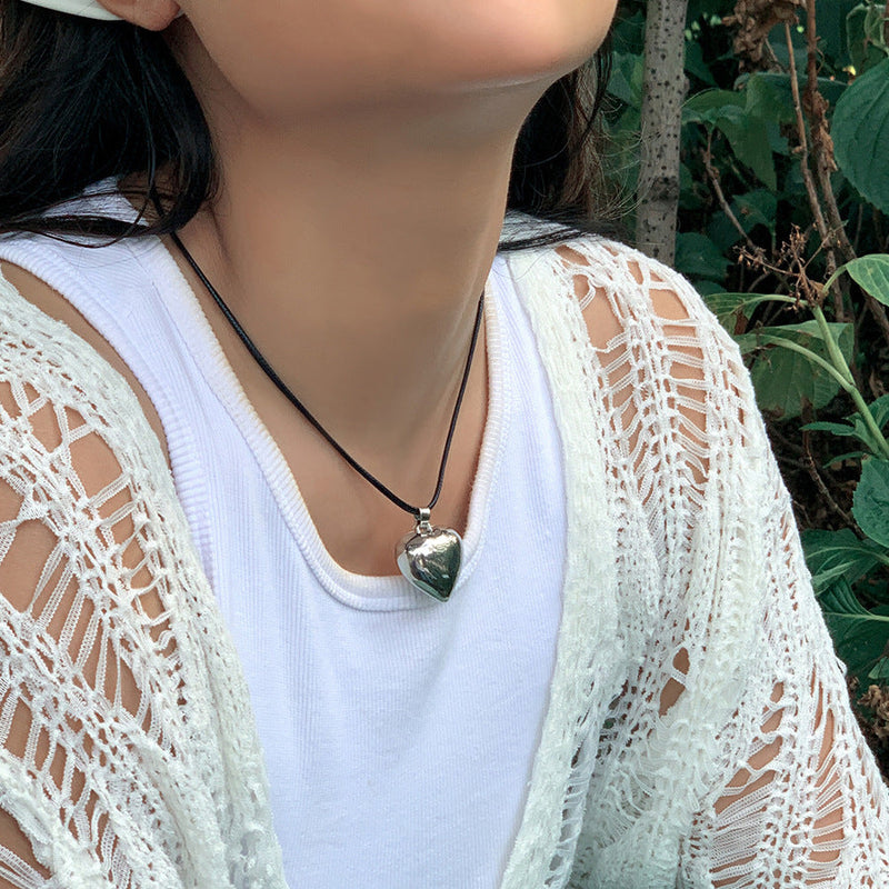 Big Peach Heart Pendant Necklace